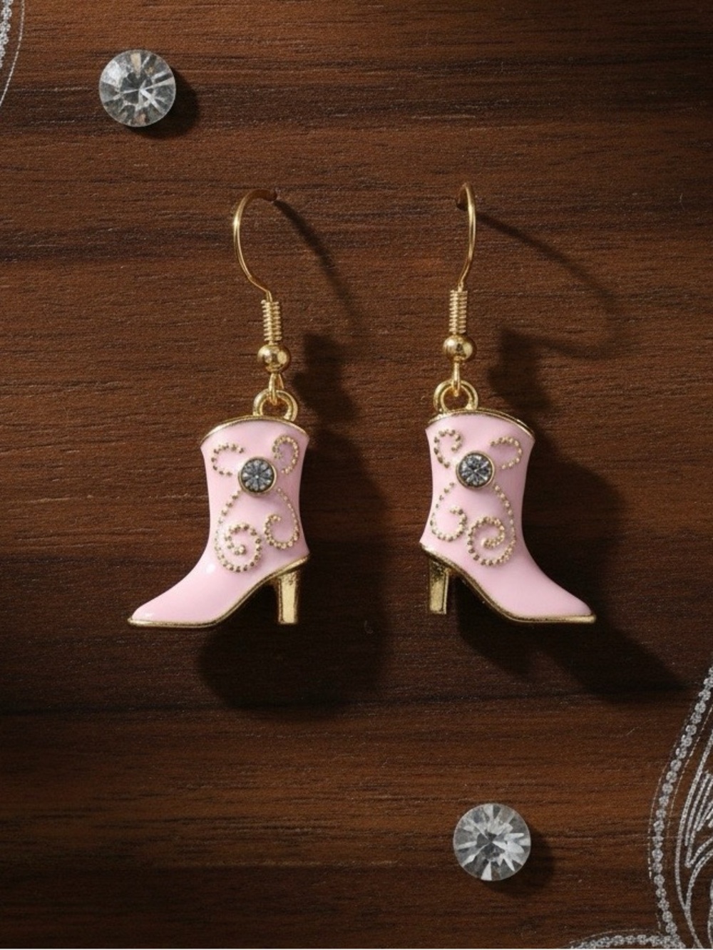 Vintage Country Western Cowboy Boot Earrings Bling Rodeo Chic Boho Cowgirl Glam